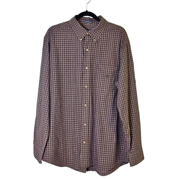 Chaps Cotton Herringbone Brown Button Down Shirt. Size XL. - Picture 1 of 4